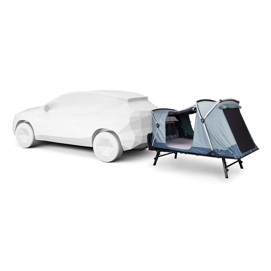 tenda da auto montata sul gancio di traino