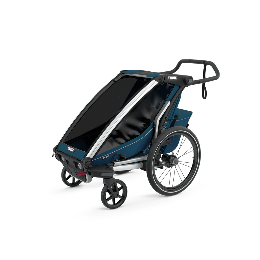 rimorchio per bicicletta multisport a 1 posto blu maiolica