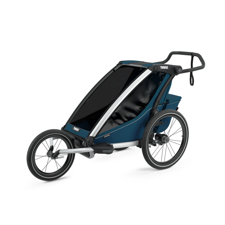 rimorchio per bicicletta multisport a 1 posto blu maiolica