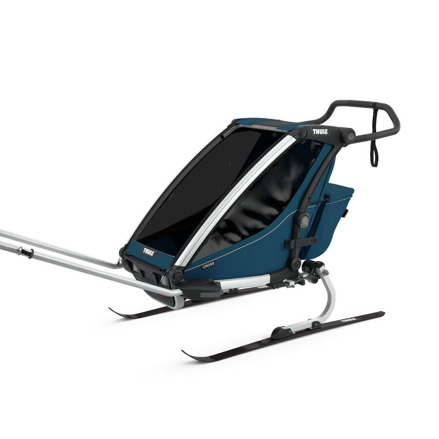 rimorchio per bicicletta multisport a 1 posto blu maiolica