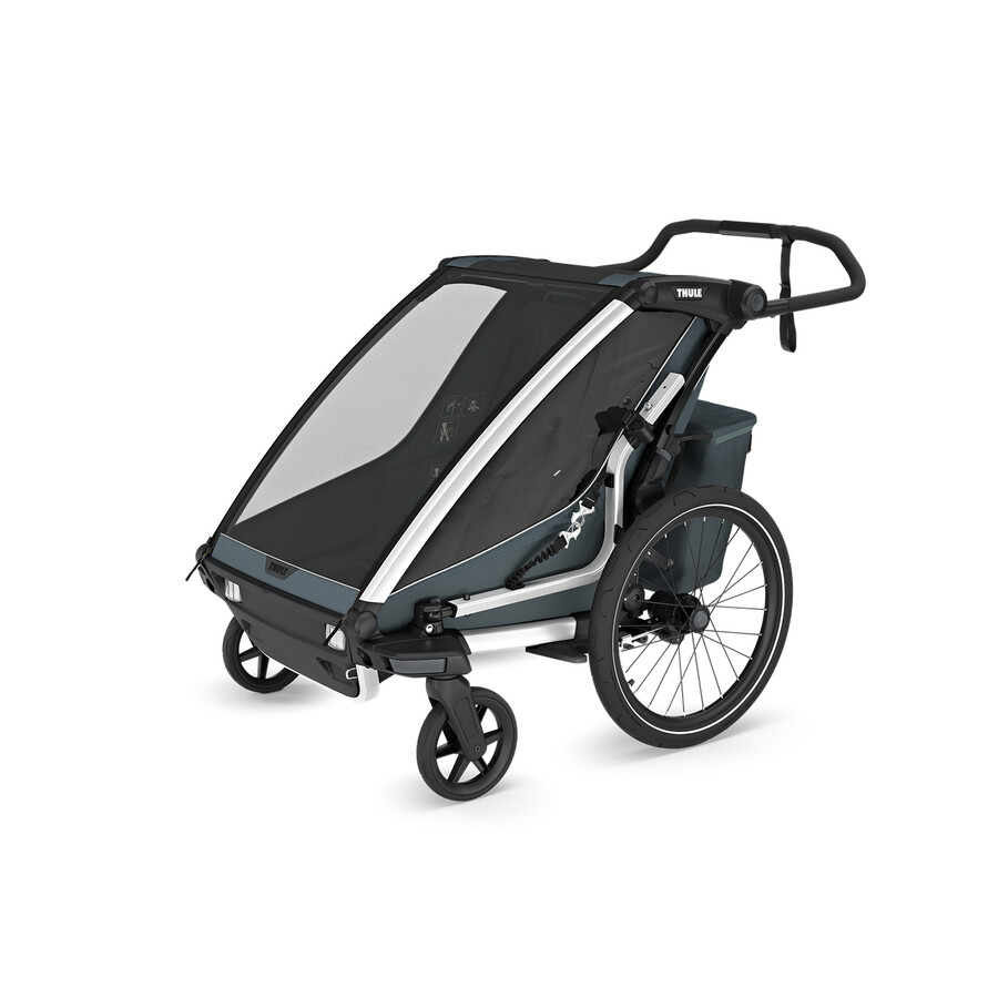 rimorchio per bicicletta multisport a 1 o 2 posti colore ardesia scura