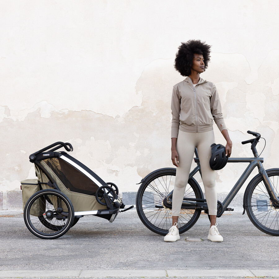 rimorchio per bicicletta multisport a 1 posto ardesia scura