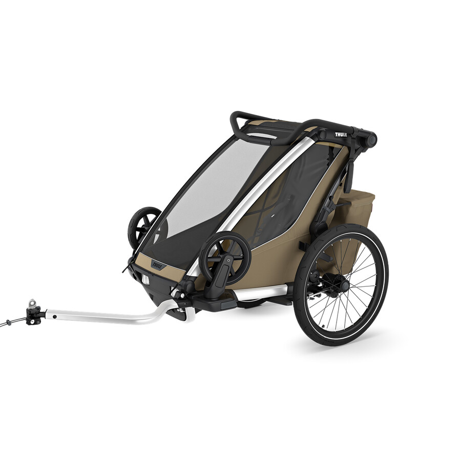 rimorchio per bicicletta multisport a 1 posto color cachi sbiadito