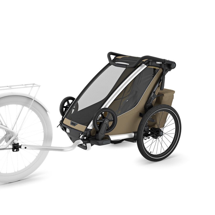 rimorchio per bicicletta multisport a 1 posto color cachi sbiadito
