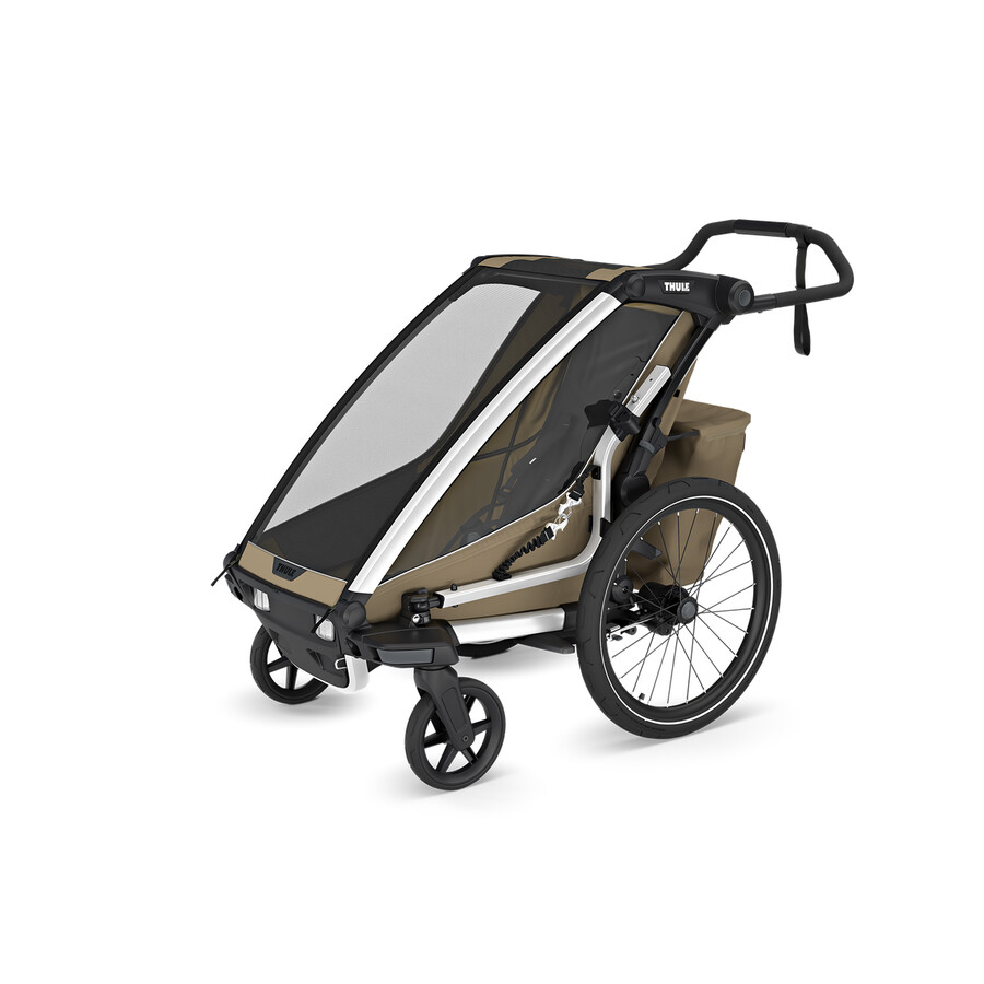 rimorchio per bicicletta multisport a 1 posto color cachi sbiadito