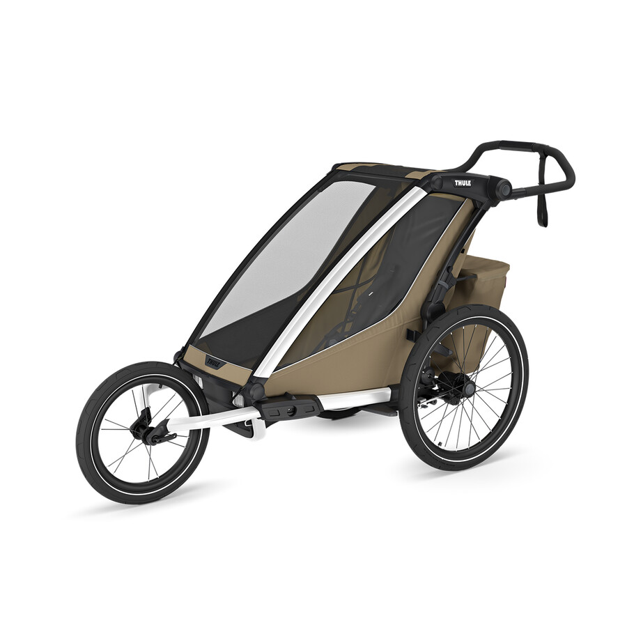 rimorchio per bicicletta multisport a 1 posto color cachi sbiadito
