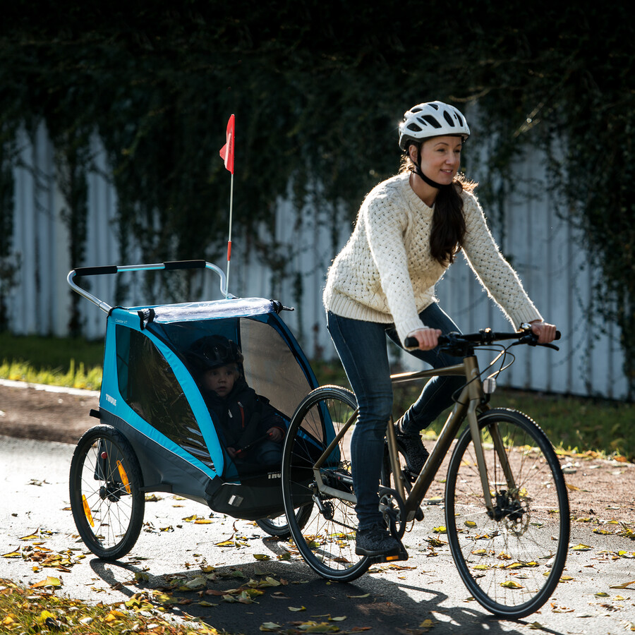 rimorchio per bicicletta a 2 posti nero