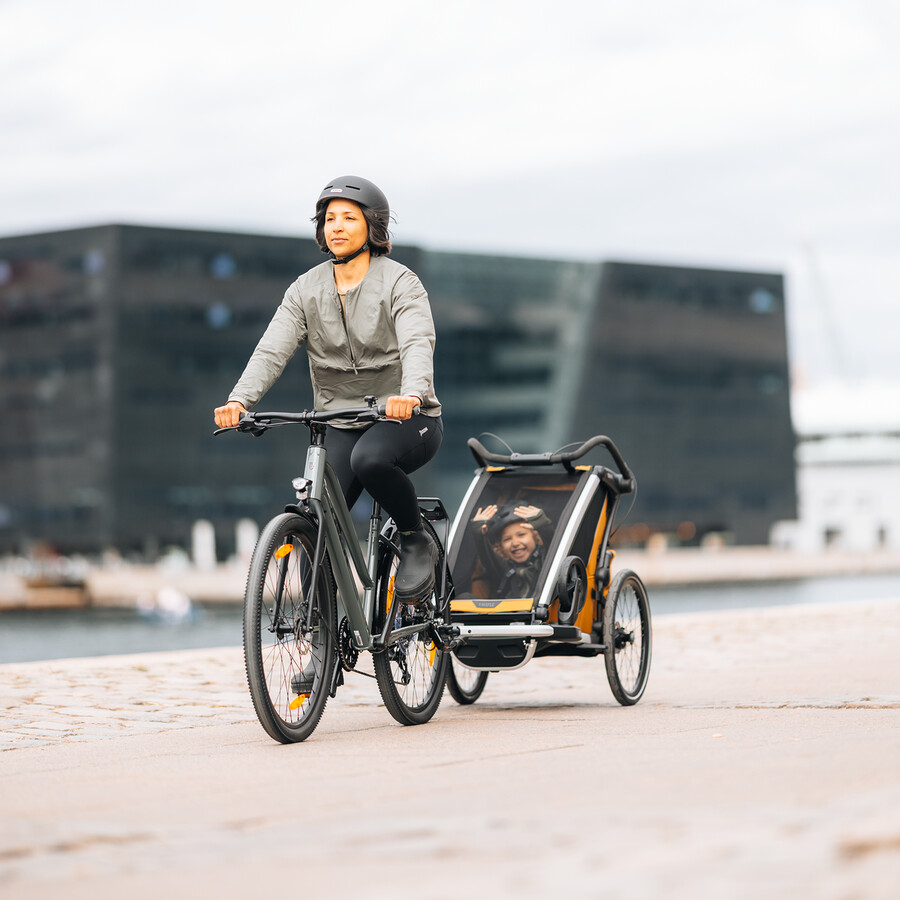 rimorchio per bicicletta multisport a 1 posto nero