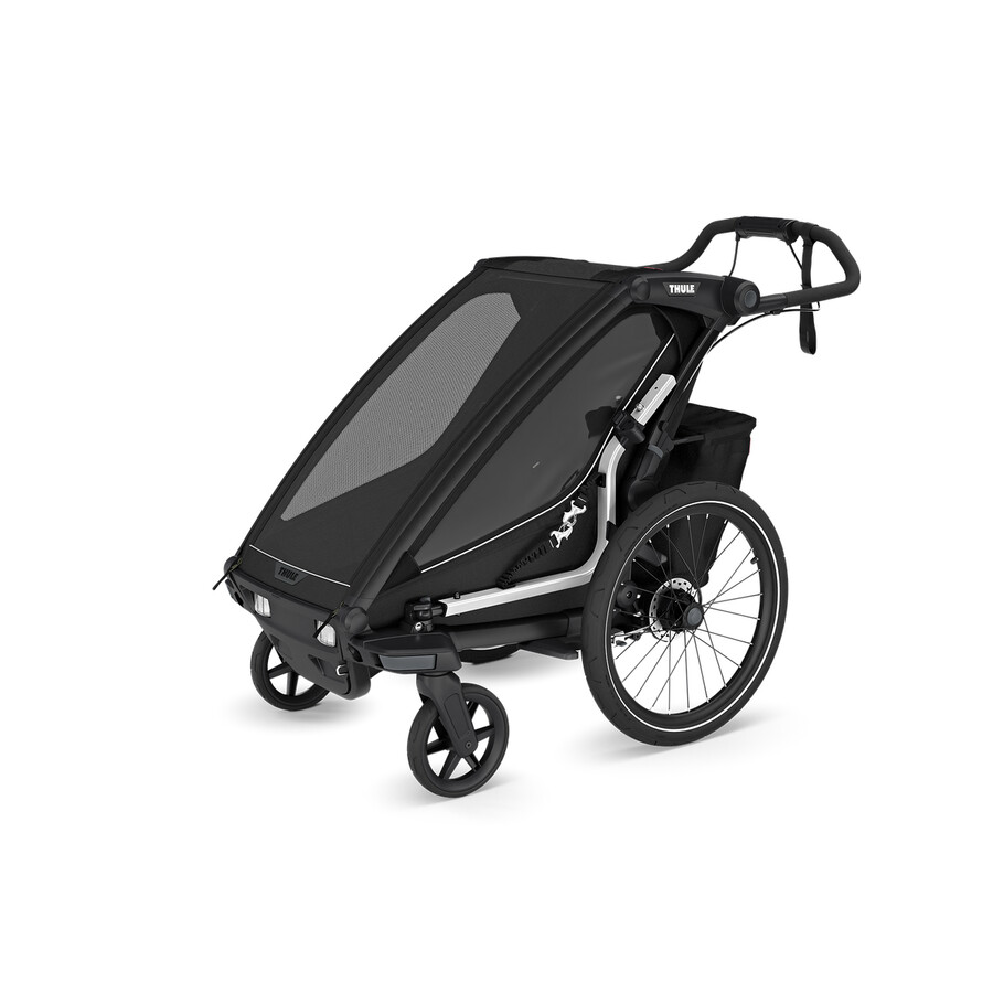 rimorchio per bicicletta multisport a 1 posto nero