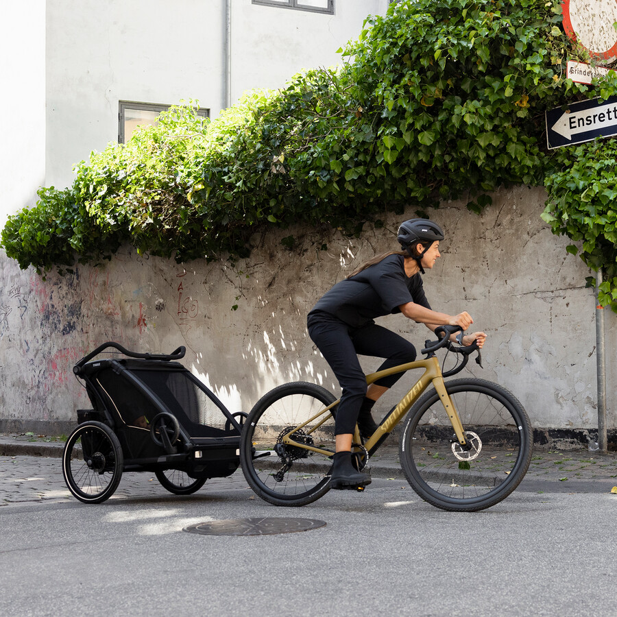 rimorchio per bicicletta multisport a 1 posto nero