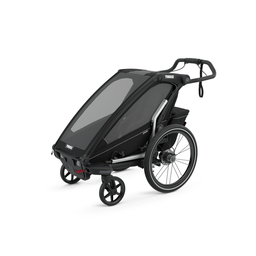 rimorchio per bicicletta multisport a 1 posto nero notte