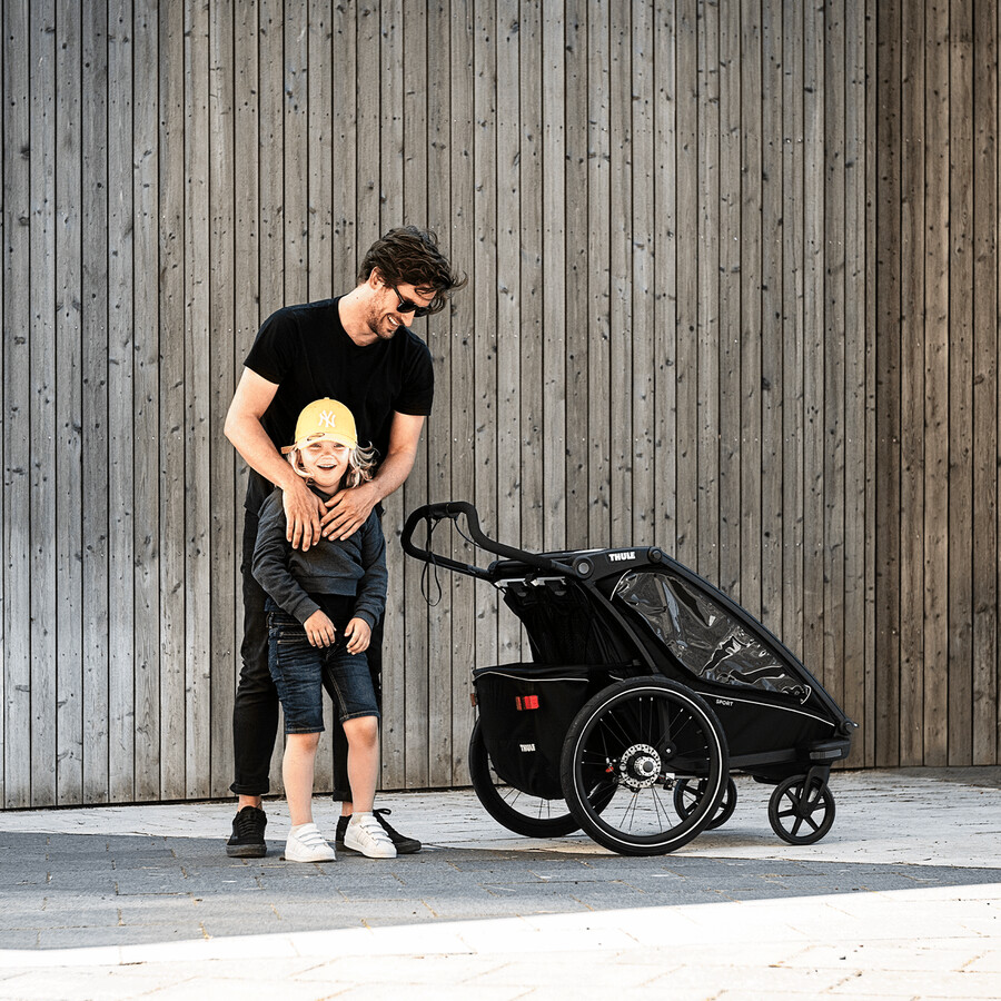 rimorchio per bicicletta multisport a 1 posto nero notte