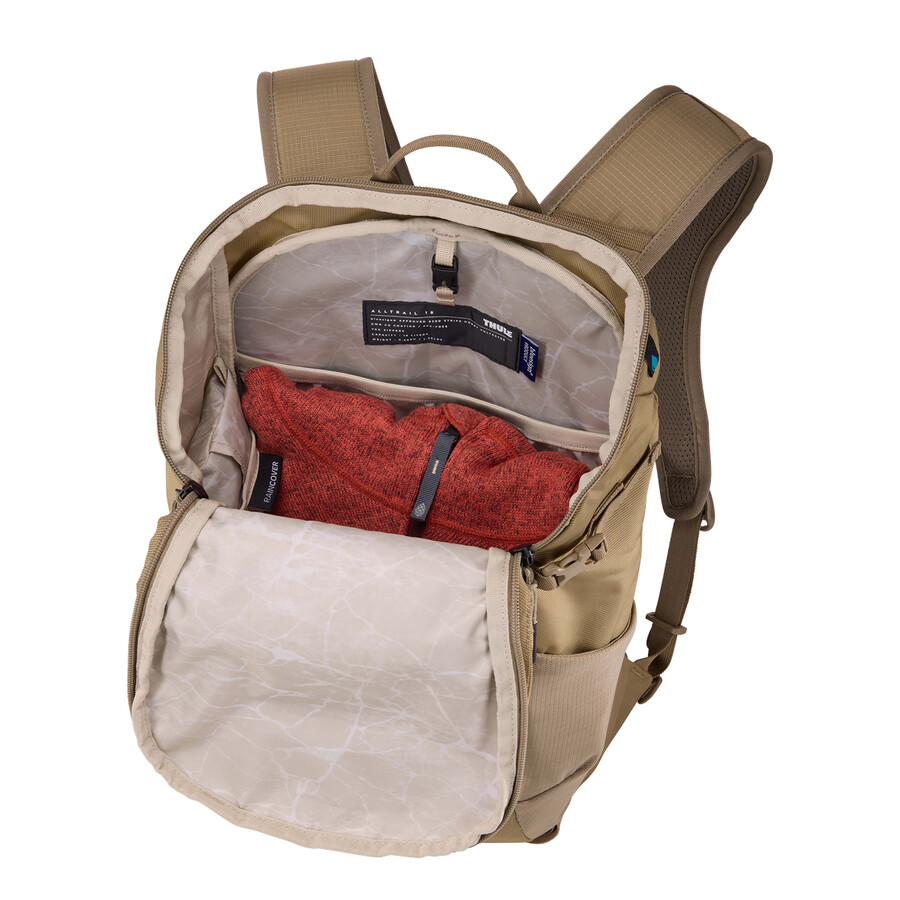 zaino da 18 litri con copertura antipioggia color cachi sbiadito