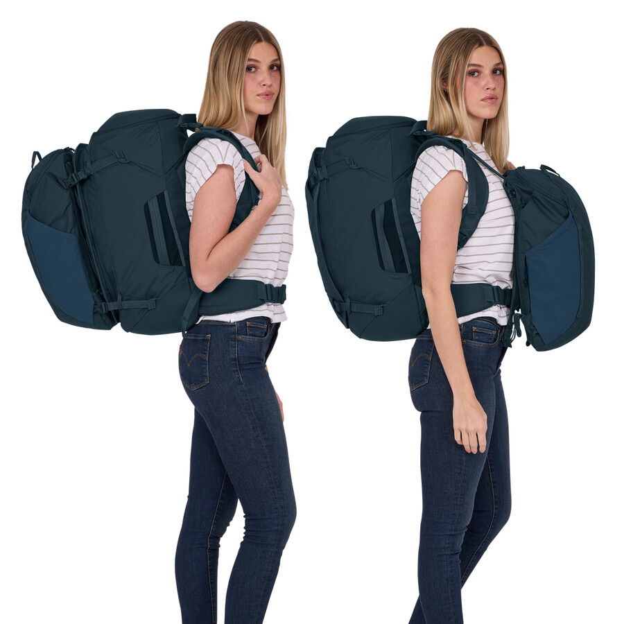 zaino da viaggio da donna 60l blu scuro